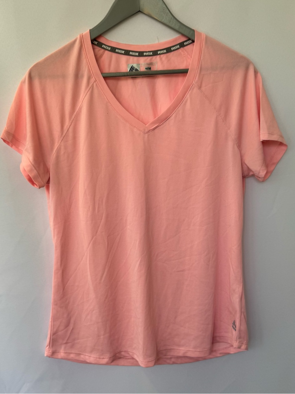 RBX Women's Light Pink V-Neck Short Sleeve Athletic Tee